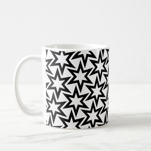 Caneca De Café Padrão Geométrico Elegante Preto e Branco (Esquerda)