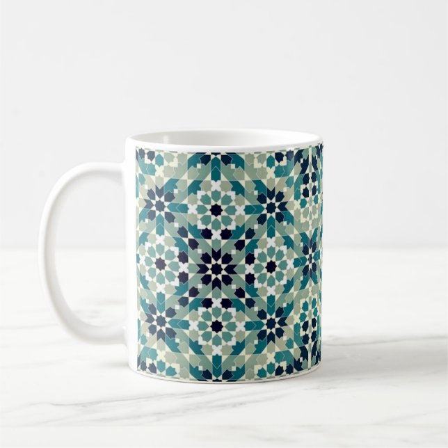 Caneca De Café Padrão Geométrico em Cor Verde (Esquerda)
