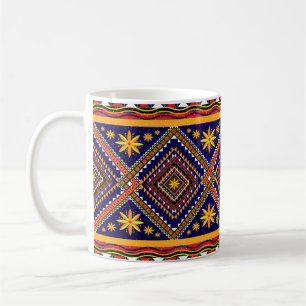 Caneca De Café Padrão geométrico étnico oriental ikat tradicio