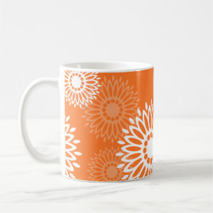 Caneca De Café Padrão Geométrico Floral do Mandala Laranja Minima