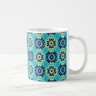 Caneca De Café Padrão Geométrico Floral Vibrante Boho Chic