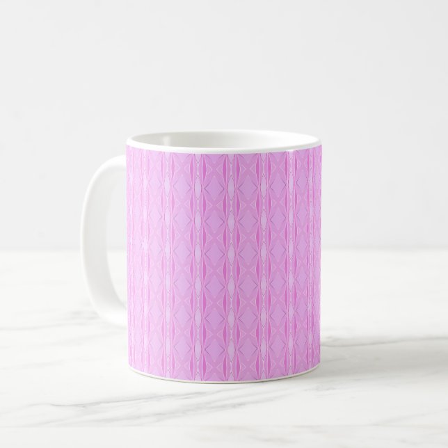 Caneca De Café Padrão Geométrico Lilac e Diamante Magenta Rosa (Frente Esquerda)