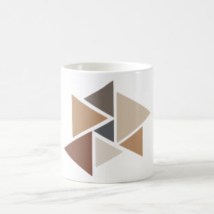 Caneca De Café Padrão Geométrico Marrom Branco