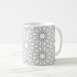 Caneca De Café Padrão Geométrico Moderno de Estrela em Preto e Br