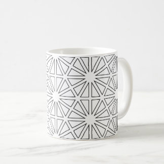 Caneca De Café Padrão Geométrico Moderno de Estrela em Preto e Br