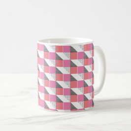 Caneca De Café padrão geométrico moderno estético preto e rosa