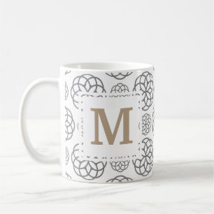 Caneca De Café Padrão Geométrico Monograma Personalizado Cinza Do
