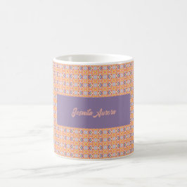 Caneca De Café Padrão Geométrico Mosaico Pixel Pastel Retro