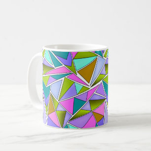 Caneca De Café Padrão geométrico neon brilhante multicolorido