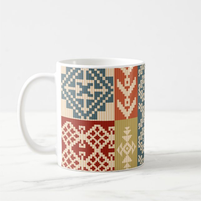 Caneca De Café Padrão Geométrico Patchwork Étnico-less (Esquerda)