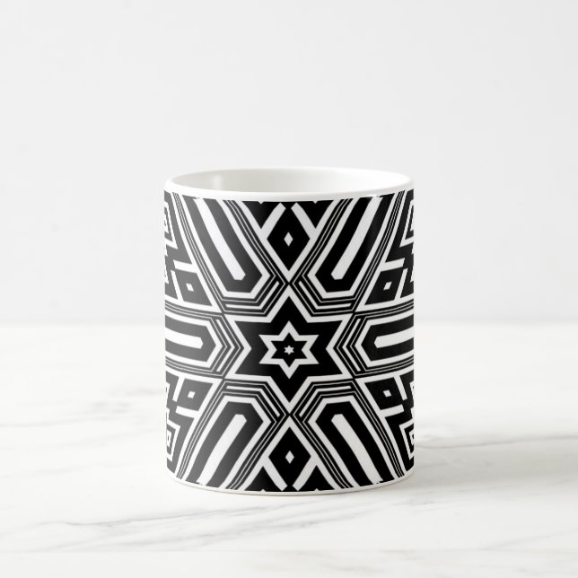 Caneca De Café Padrão Geométrico Personalizado Preto e Branco (Centro)
