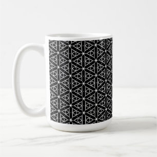 Caneca De Café Padrão Geométrico Preto Branco e Prata