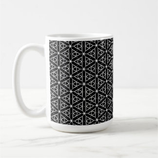 Caneca De Café Padrão Geométrico Preto Branco e Prata