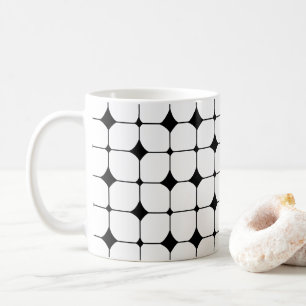 Caneca De Café Padrão Geométrico Preto e Branco Moderno de Meados
