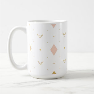 Caneca De Café Padrão Geométrico Rosa Bege Dourado