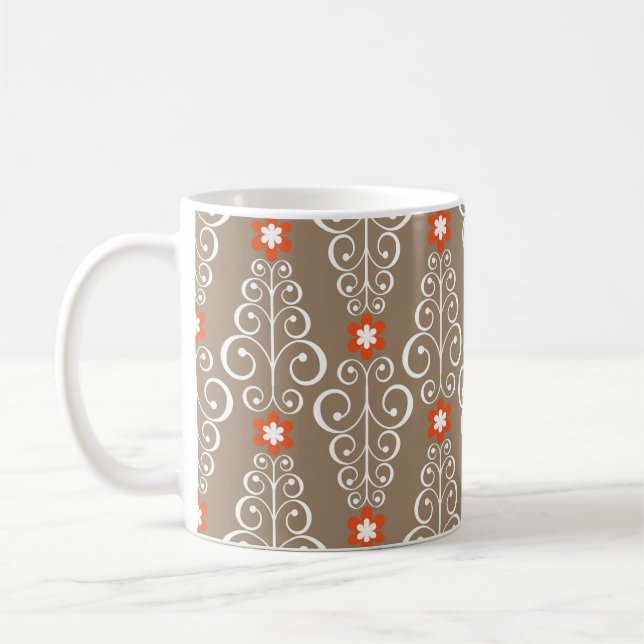 Caneca De Café Padrão geométrico sem costura com flores (Esquerda)