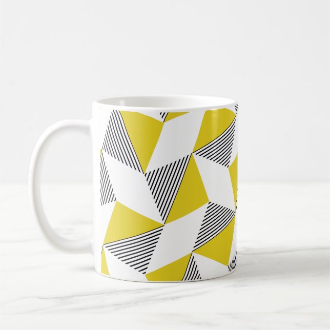 Caneca De Café Padrão geométrico sem costura com triângulos, rhom (Esquerda)