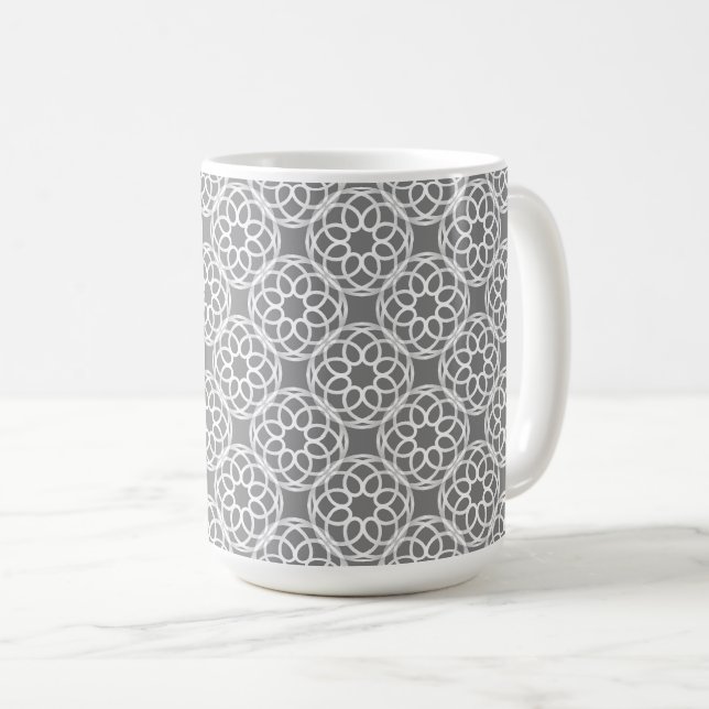 Caneca De Café Padrão geométrico sem costura da cinza (Frente Esquerda)