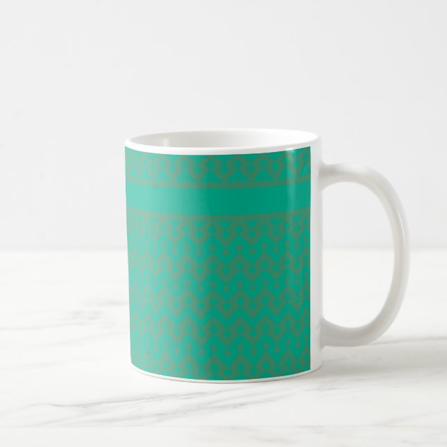 Caneca De Café Padrão Geométrico Verde Emerald de dois tons (Direita)