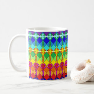 Caneca De Café Padrão Geométrico Vibrante