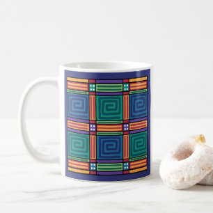 Caneca De Café Padrão Geométrico Vibrante