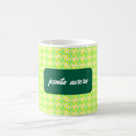 Caneca De Café Padrão Geométrico Vibrante Amarelo e Verde