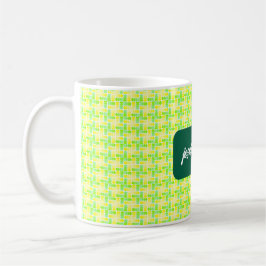 Caneca De Café Padrão Geométrico Vibrante Amarelo e Verde