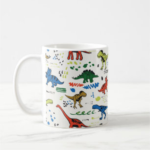 Caneca De Café padrão gráfico de cores de dinossauros engraçad