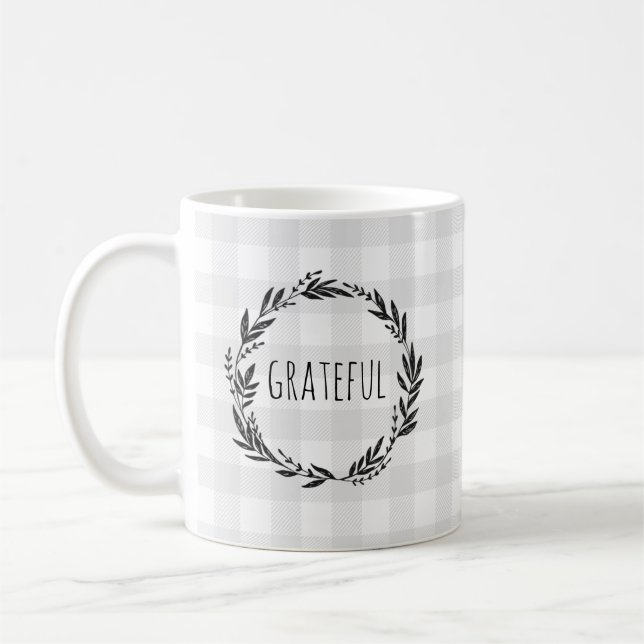 Caneca De Café Padrão Grateful Wreath Check (Esquerda)