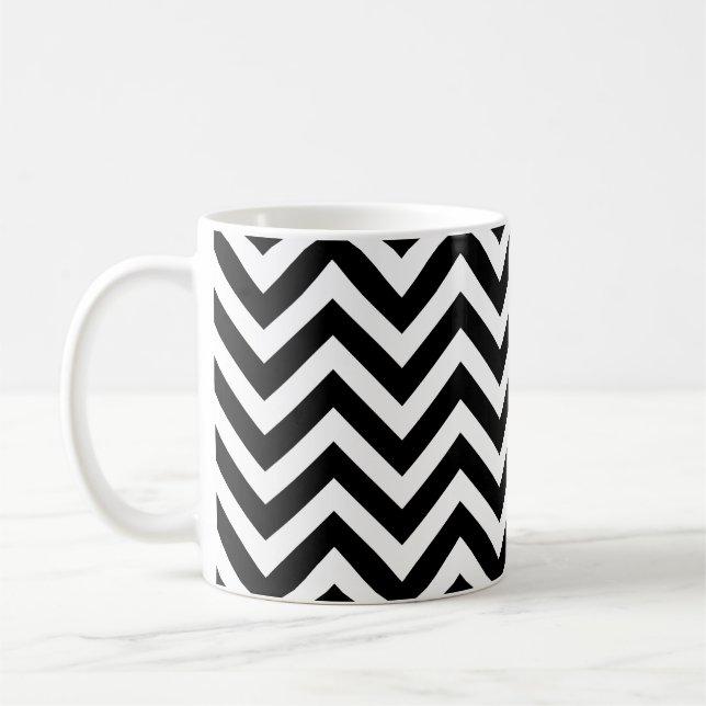 Caneca De Café Padrão Horizontal Médio Preto e Branco (Esquerda)