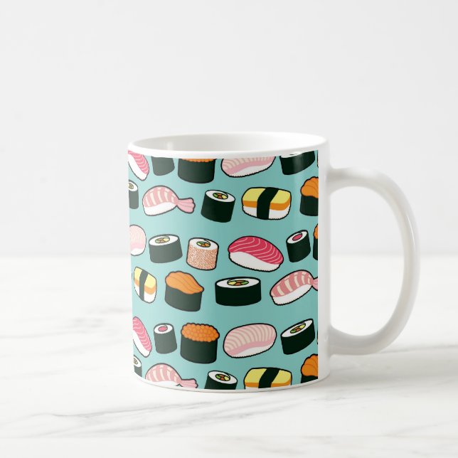Caneca De Café Padrão Ilustrado de Diversão Yummy Sushi (Direita)