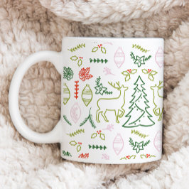 Caneca De Café Padrão Ilustrado de Natal Escandinavo