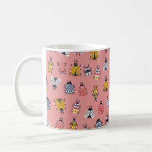 Caneca De Café Padrão infantil sem costura com insetos e besouro