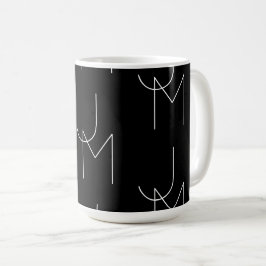 Caneca De Café Padrão Inicial 2 Moderno | Preto e Branco