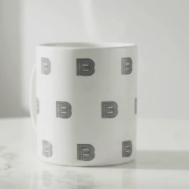 Caneca De Café Padrão Inicial de Monograma Moderno Minimalista