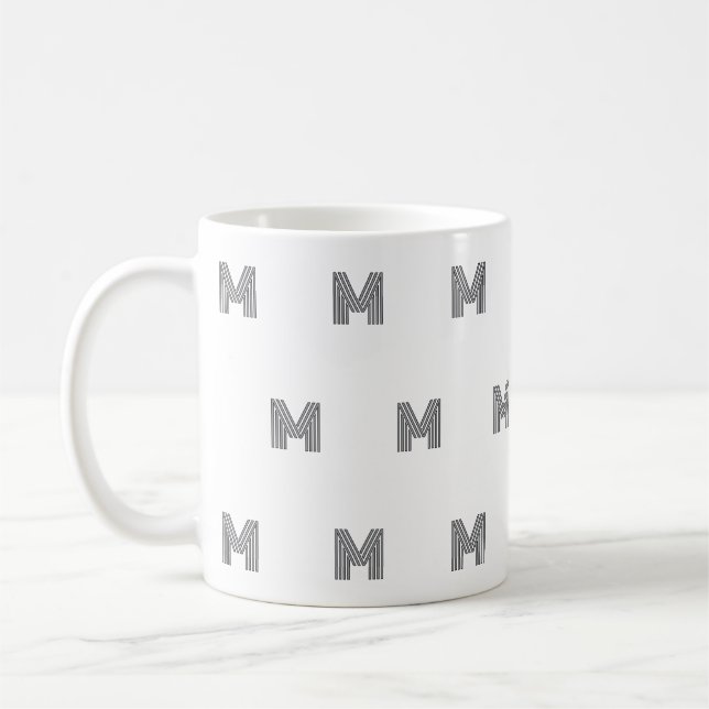 Caneca De Café Padrão Inicial de Monograma Moderno Mínimo (Esquerda)