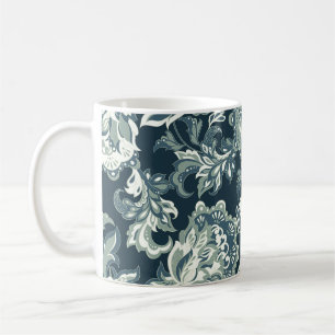 Caneca De Café Padrão ininterrupto floral étnico de vintage. folc