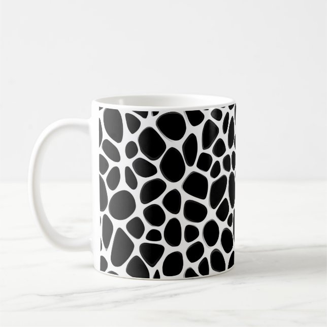 Caneca De Café Padrão Intriciado em Preto e Branco (Esquerda)