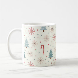 Caneca De Café Padrão Kawaii Snowflakes