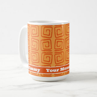 Caneca De Café Padrão Laranja do Meio século Retroativo Personali