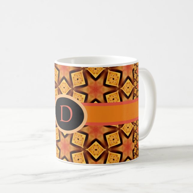 Caneca De Café Padrão Laranja do Trendy Legal Shapes Divertido (Frente Esquerda)
