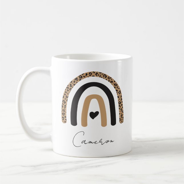 Caneca De Café Padrão-Leopardo Cotovelo-Arco-Íris (Esquerda)