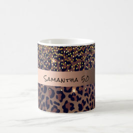 Caneca De Café Padrão-leopardo-de-aniversário, idade negra