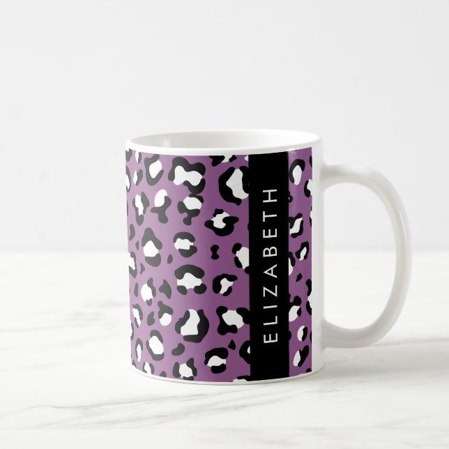 Caneca De Café Padrão-Leopardo, Manchas, Leopardo Roxo, Seu Nome (Direita)
