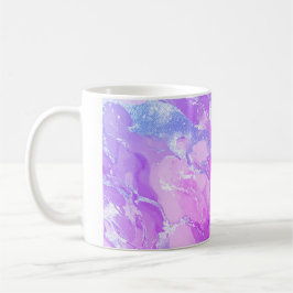 Caneca De Café Padrão Macio Rosa e Prata Semelhante ao Mármore