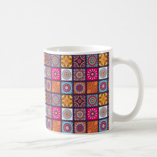 Caneca De Café Padrão Mandala colorido marroquino (Direita)