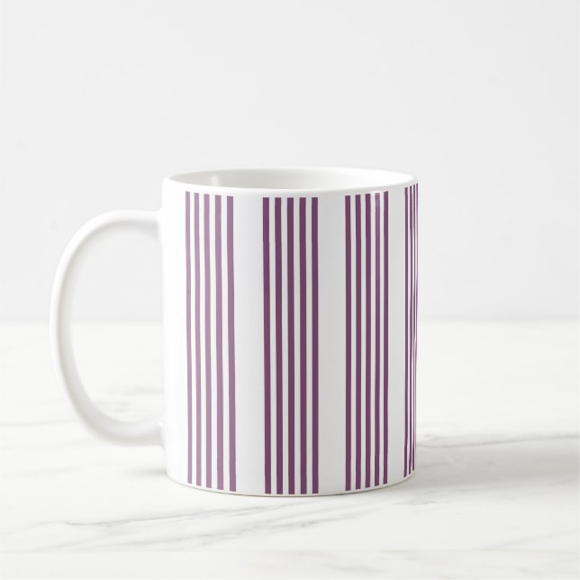 Caneca De Café Padrão Mauve roxo e branco de cinco faixas (Esquerda)