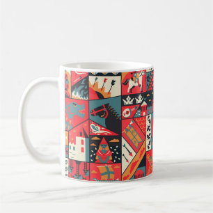 Caneca De Café Padrão medieval sem descontinuidades design. Text