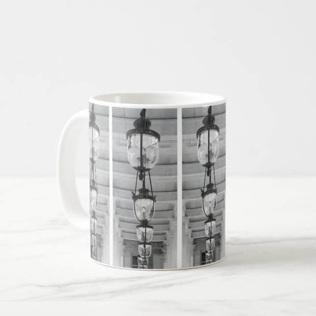 Caneca De Café Padrão Mental Monocromático (Frente Esquerda)