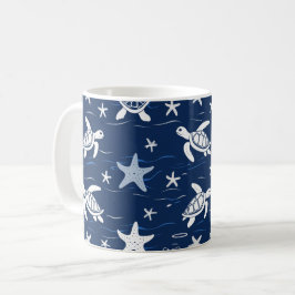 Caneca De Café Padrão Minimalista de Tartaruga do Mar e Frigorífi